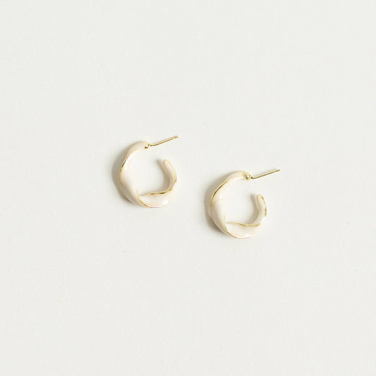 Mila Earrings - Small White Enamel