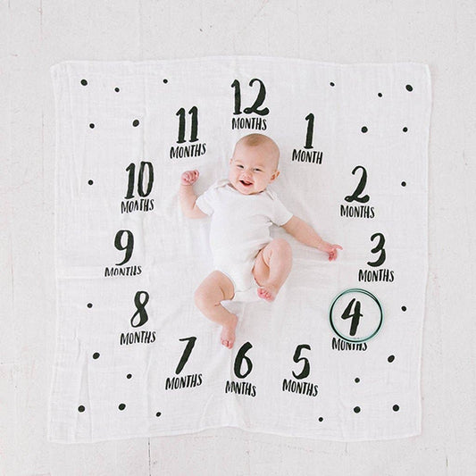 Watch Me Grow Milestone Blanket, Black & White