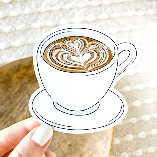 Latte Art Coffee Mug Sticker 2.5x2.5in.